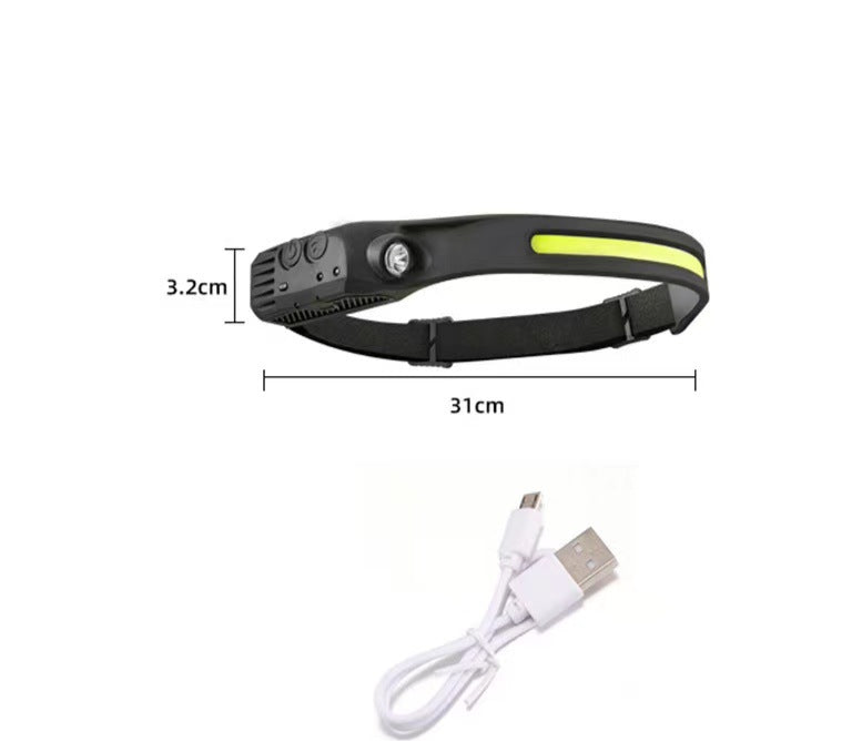 New Silicone Sensing Headlamp Type-c Charging Led Red White Yellow Light Outdoor Running Fishing Cob Headlamp