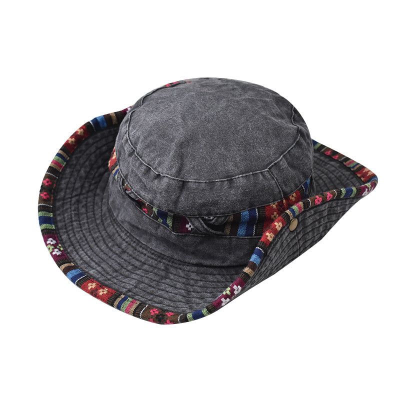 Amazon Foldable Outdoor Washable Distressed Cotton Fisherman Hat Sunscreen Sun Hat Breathable Sweat-Absorbing Mountaineering Hat